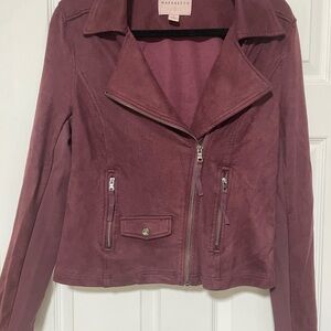 Marrakech Women's Burgundy Suede Moto Jacket